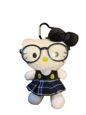 Hello Kitty Black, White & Yellow Glasses bag charm plush New